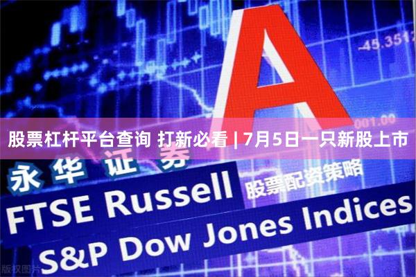 股票杠杆平台查询 打新必看 | 7月5日一只新股上市