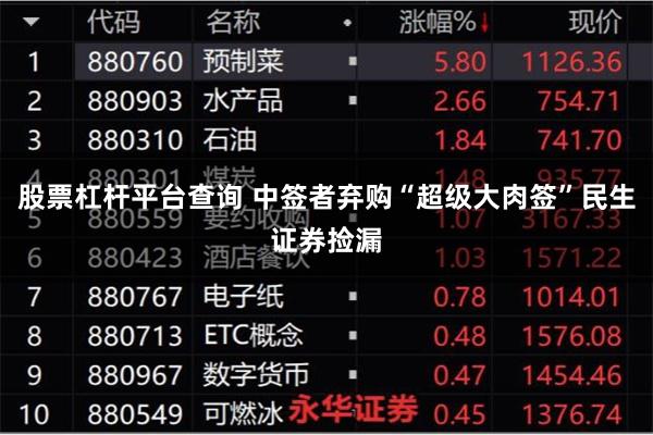 股票杠杆平台查询 中签者弃购“超级大肉签”民生证券捡漏