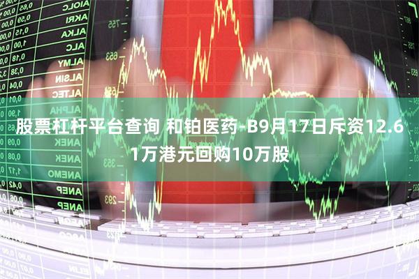 股票杠杆平台查询 和铂医药-B9月17日斥资12.61万港元回购10万股