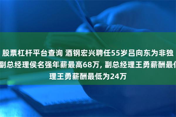 股票杠杆平台查询 酒钢宏兴聘任55岁吕向东为非独立董事, 副总经理侯名强年薪最高68万, 副总经理王勇薪酬最低为24万